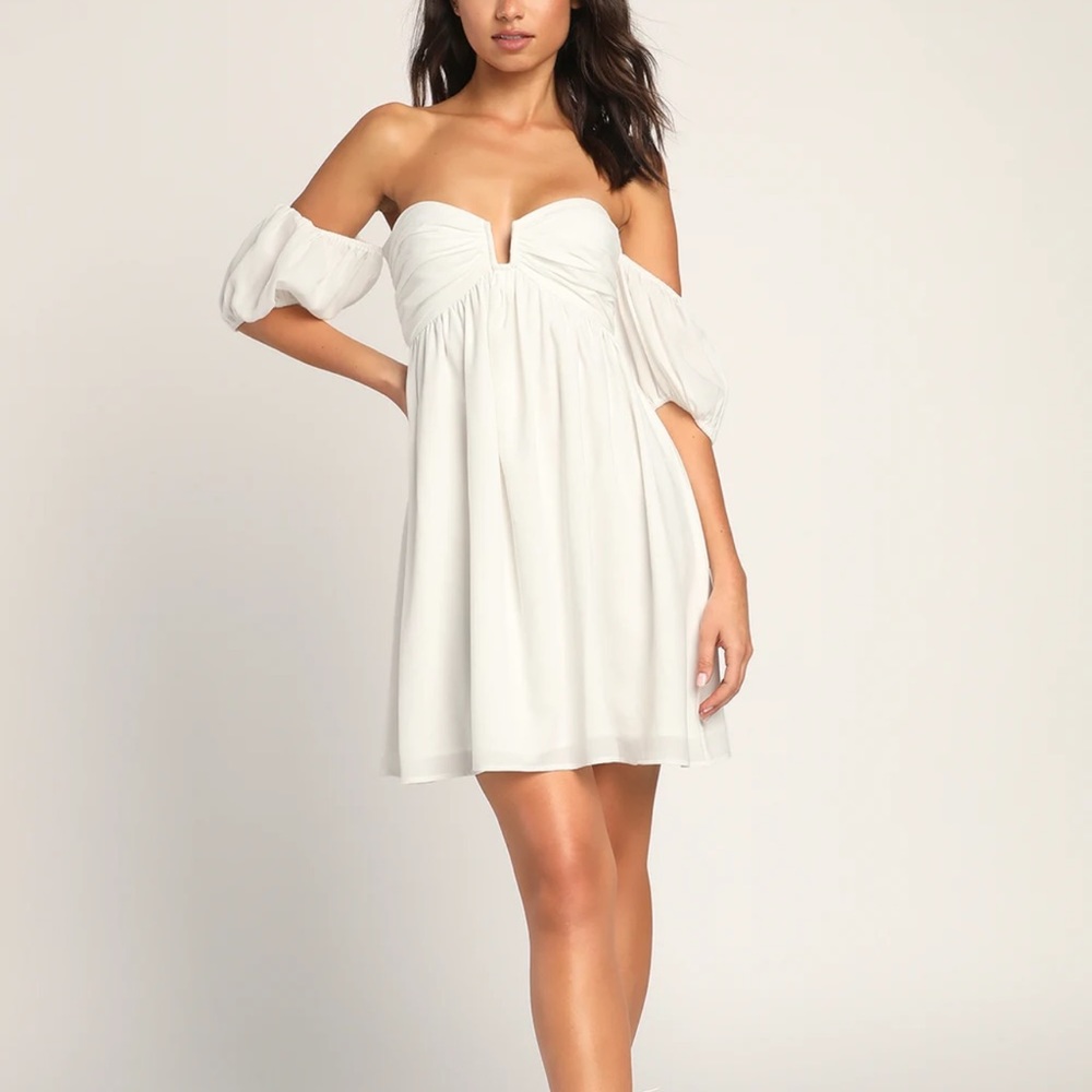 My dream date off the shoulder mini dress